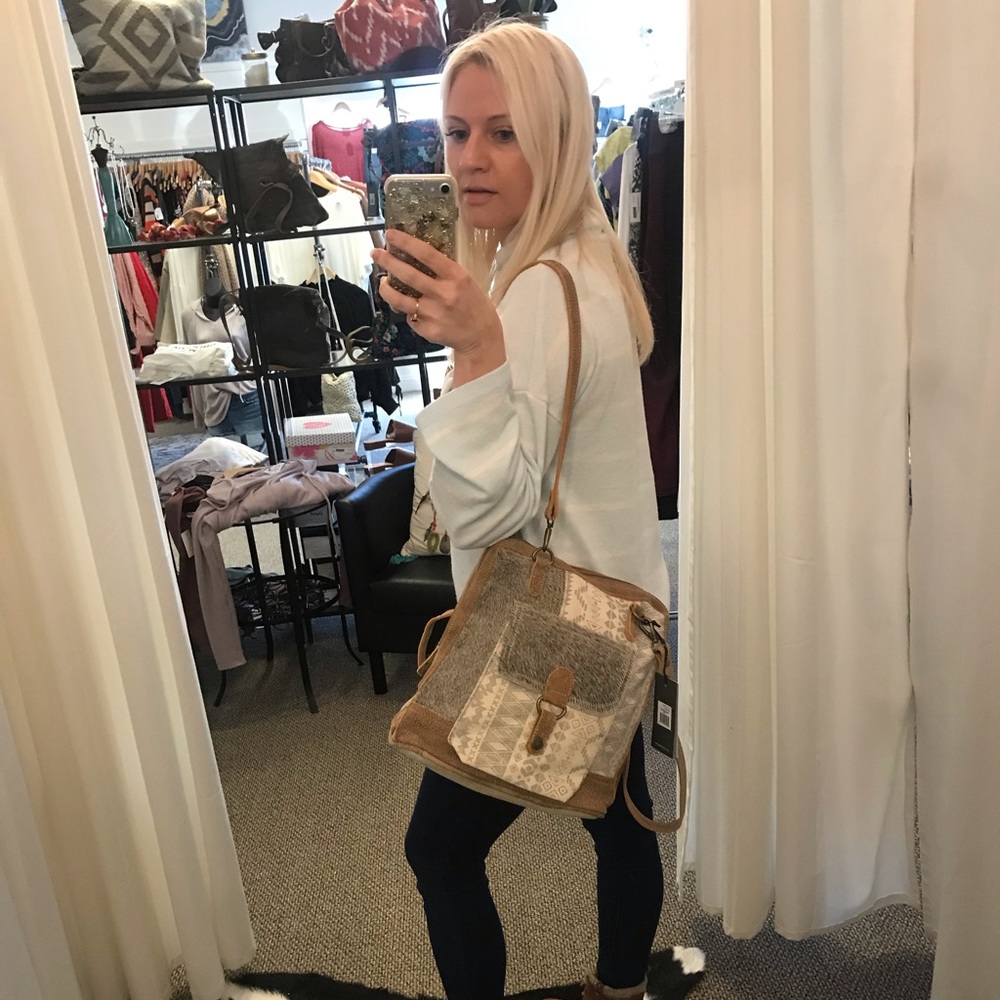 Leather Patch Convertible Backpack - image 5